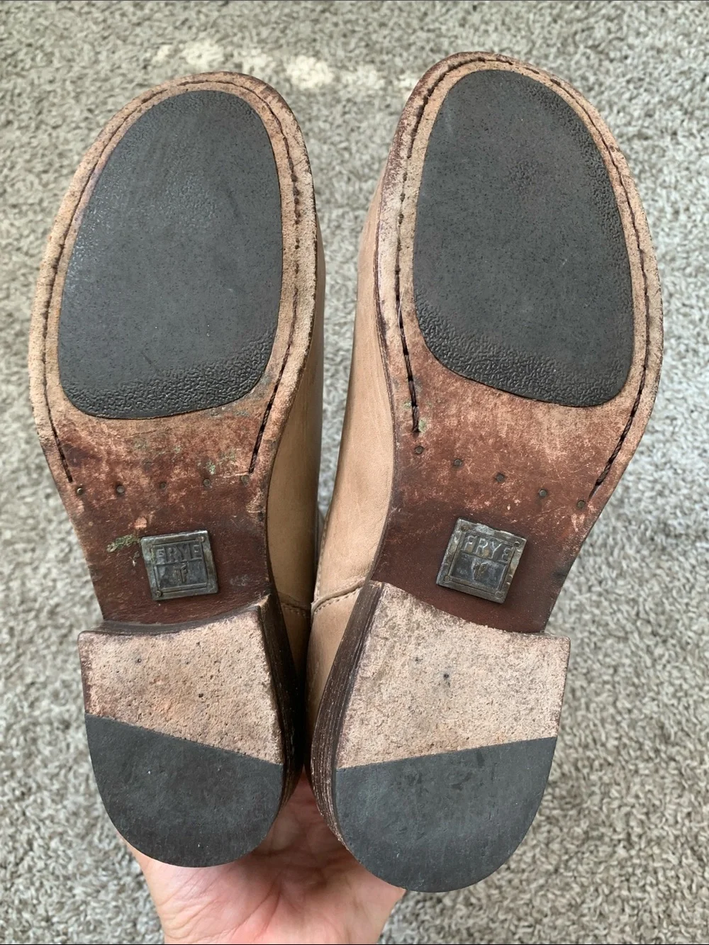 Frye Lynn Light Tan Leather Buckle Ankle Boots